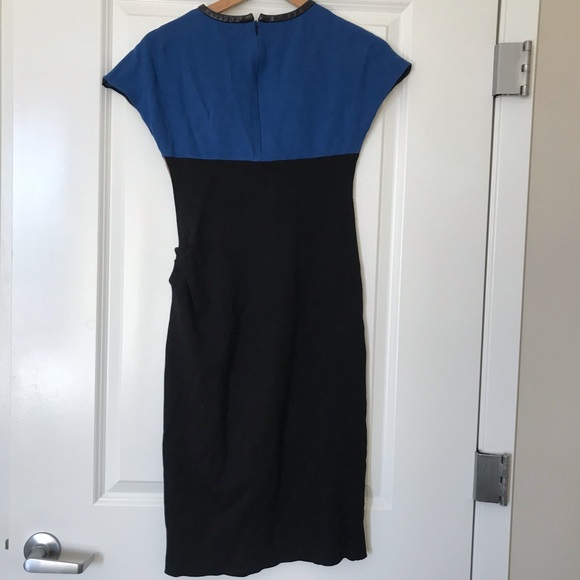 Leather detail block color dress - Picture 5 of 6